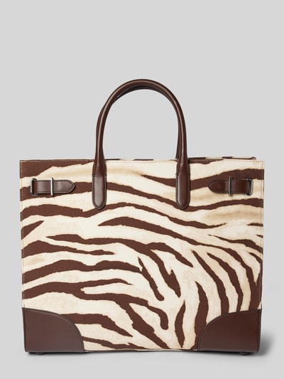 Lauren Ralph Lauren Torba tote z fakturowanym wzorem model ‘DEVYN’ Ciemnobrązowy 2