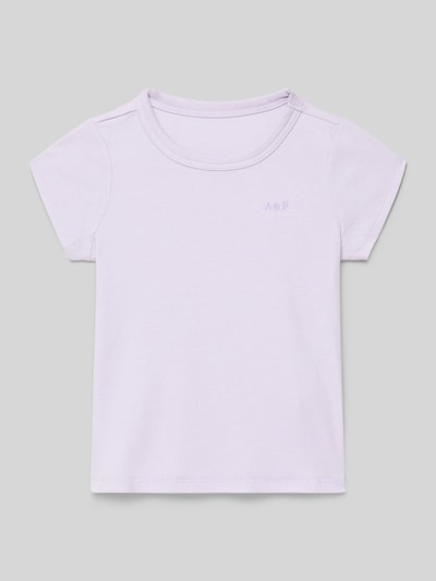 Produktfoto, Regular Fit T-Shirt mit Logo-Stitching von Abercrombie&Fitch in zartem Lila, Rundhalsausschnitt, Strukturmuster, Kindergröße