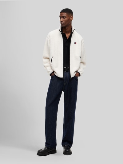 Tommy Jeans Regular Fit Fleecejacke mit Logo-Stitching Offwhite 1