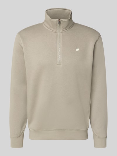 Produktfoto, Sweatshirt mit Stehkragen und Reißverschluss von G-Star Raw, Beige, Baumwoll-Mix, Regular-Fit, Label-Stitching, glatte Struktur