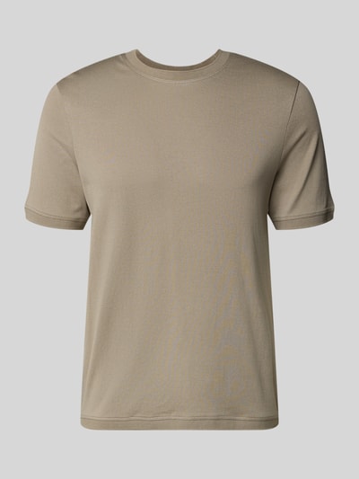 Produktfoto, Regular Fit T-Shirt mit Rundhalsausschnitt Modell 'Badi' von CINQUE, męski t-shirt z bawełny, krój regular fit, okrągły dekolt, elastyczne zakończenia rękawów, długość tyłu w rozmiarze m: 68 cm, beżowy kolor, gładka faktura
