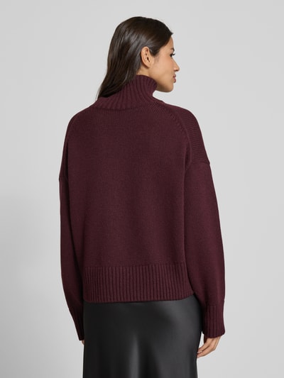 Lanius Oversized gebreide pullover van een mix van scheerwol en katoen Bordeaux - 5