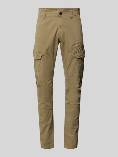 PME Legend Tapered Fit Cargohose mit Label-Print Modell 'NORDROP' Oliv 2