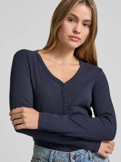 s.Oliver RED LABEL Regular fit shirt met lange mouwen van katoenmix Marineblauw - 3