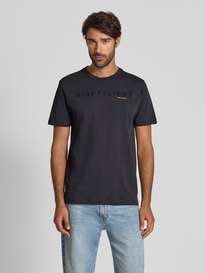 PME Legend T-shirt met statementprint, model 'NIGHT FLIGHT CAMPAGNE' Marineblauw - 4