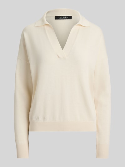 Lauren Ralph Lauren Relaxed Fit Pullover aus Baumwoll-Mix mit Polokragen Ecru 2