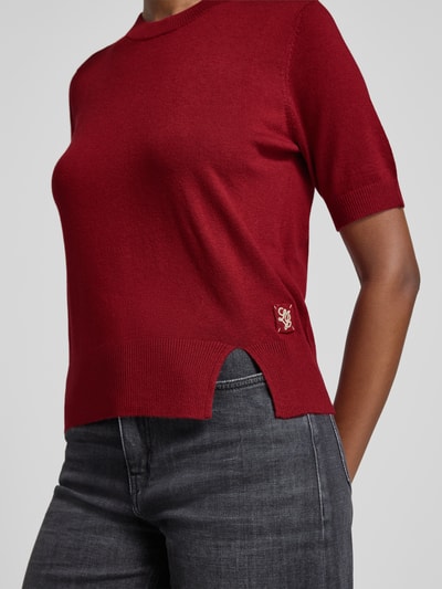 Liu Jo White Strickshirt mit Rundhalsausschnitt Dunkelrot 3