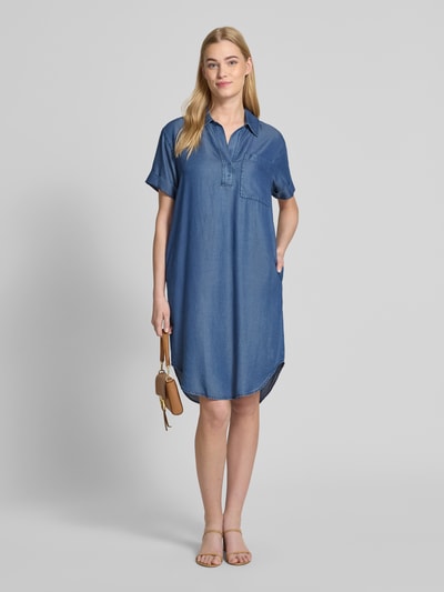 OPUS Knielanges Jeanskleid mit Brusttasche Modell 'Wasya' Jeansblau 1