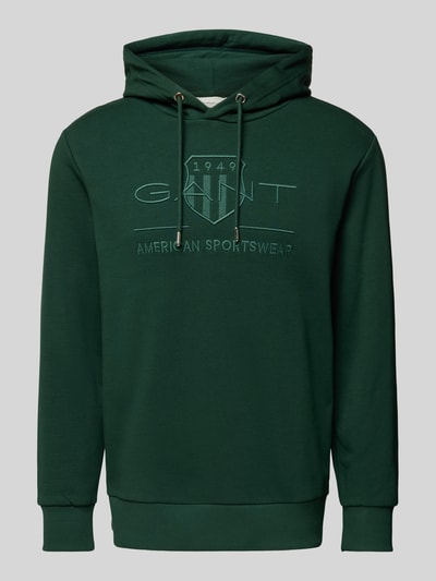 Gant Hoodie met labelstitching Donkergroen - 2