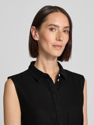ICHI Hemdblusenkleid aus Leinen-Viskose-Mix mit Bindegürtel Black 3