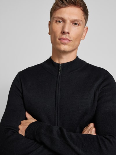 Christian Berg Men Strickjacke mit Zweiwege-Reißverschluss Black 3