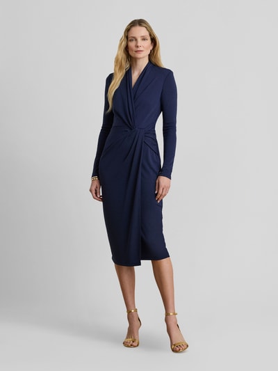 Lauren Ralph Lauren Knielanges Kleid in Wickeloptik Marine 1