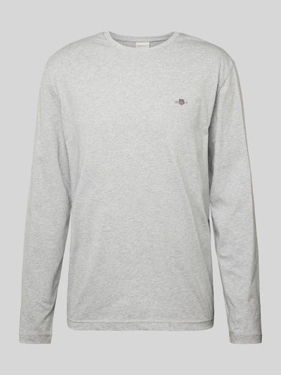 Gant Longsleeve mit Label-Stitching Mittelgrau Melange 2