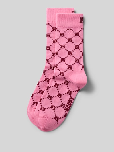 Happy Socks Socken mit Label-Print Modell 'Monogram' Pink 1