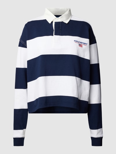 Polo Sport Longsleeve mit Blockstreifen Marine 2