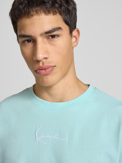KARL KANI T-shirt met labelstitching Oceaanblauw - 3