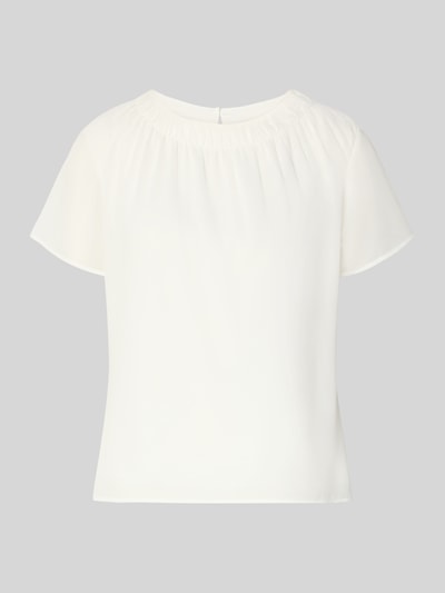Productfoto, Regular Fit Blusenshirt met semitransparante mouwen van s.Oliver BLACK LABEL, effen wit, chiffon, ronde hals, korte mouw.