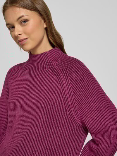 Tom Tailor Regular Fit Strickpullover aus Baumwoll-Mix mit Woll-Anteil Bordeaux 3