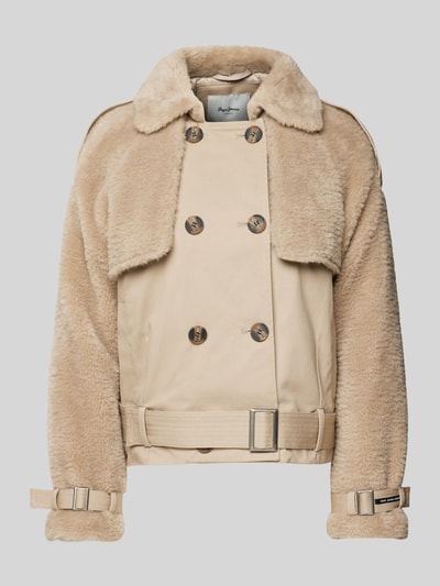 Pepe Jeans Regular Fit Jacke mit Kunstfellbesatz Modell 'FIONA' Taupe 2