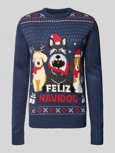 Montego Strickpullover mit gerippten Abschlüssen Marine 2