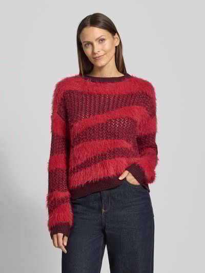 Vero Moda Regular fit gebreide pullover met structuurmotief, model 'CALLIE' Bordeaux - 4