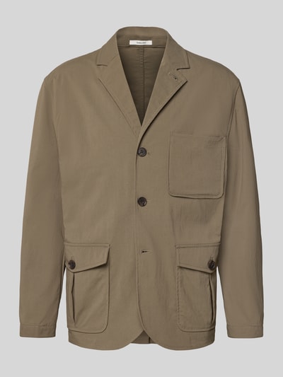 Produktfoto, Regular Fit Anzugsakko mit Reverskragen Modell 'HALLS HYBRID' von SELECTED HOMME in unifarbenem Braun, glatte Batist-Textur, einreihige Knopfleiste, lange Ärmel, Brust- und Seitentaschen