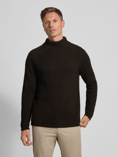 Drykorn Gebreide pullover met alpaca, model 'ARVID' Donkerbruin - 4