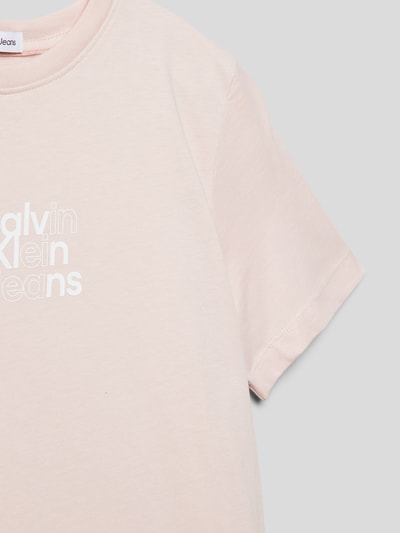 Calvin Klein Jeans T-shirt met labelprint, model 'GRADIENT' Oudroze - 2