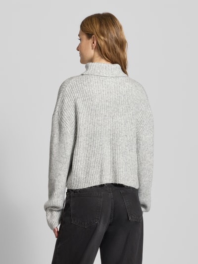 ONLY Relaxed Fit Rollkragenpullover mit Woll-Anteil Modell 'MELANIE' Hellgrau Melange 5