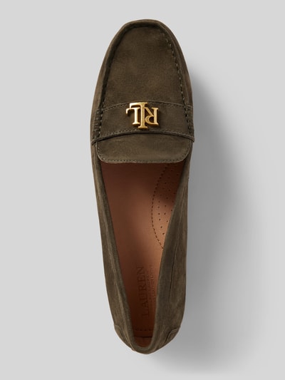 Lauren Ralph Lauren Leren loafers met labelapplicatie, model 'BARNSBURY' Olijfgroen - 3