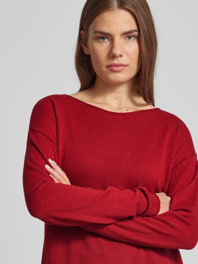 Brax Gebreide pullover met boothals, model 'LIZ' Rood - 3