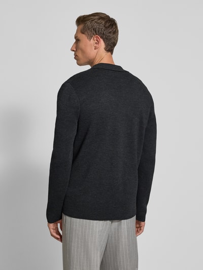 Christian Berg Men Strickjacke aus Woll-Mix mit Reverskragen Anthrazit Melange 5