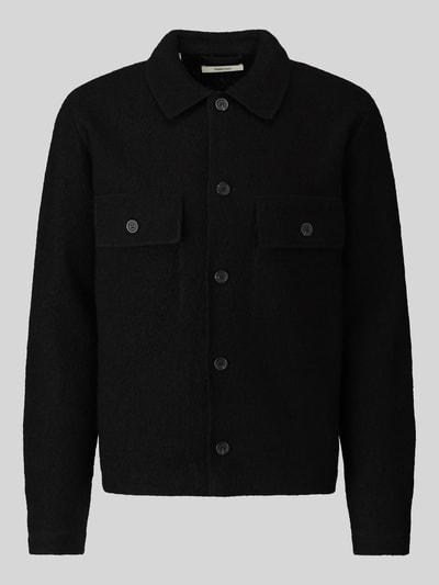 Selected Hemdjacke aus Wolle mit Brusttaschen Black 2