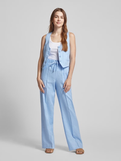 Mango Wide Leg Leinenhose mit Bügelfalten Modell 'SAMARA' Hellblau 1