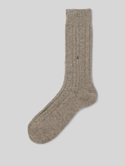 Burlington Socken aus Woll-Mix mit Label-Detail Modell 'Tweed' Mittelgrau Melange 1