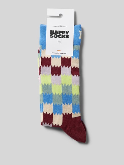 Happy Socks Socken mit Motiv-Stitching Modell 'Dizzy Check' Mittelbraun 3