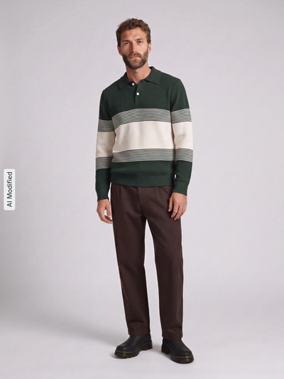 Selected Regular Fit Pullover aus reiner Baumwolle Dunkelgruen 1