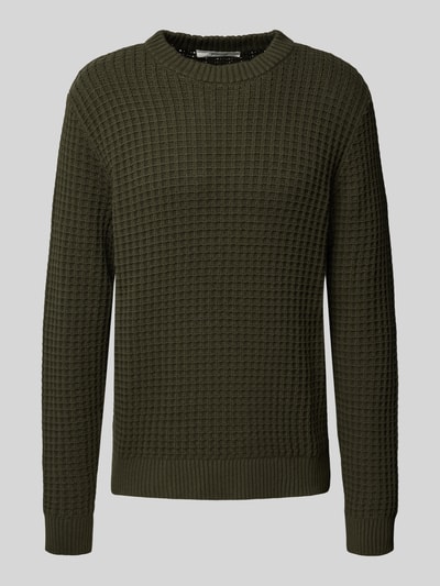 SELECTED HOMME Regular fit gebreide pullover van puur biologisch katoen, model 'TOM' Donkergroen - 2