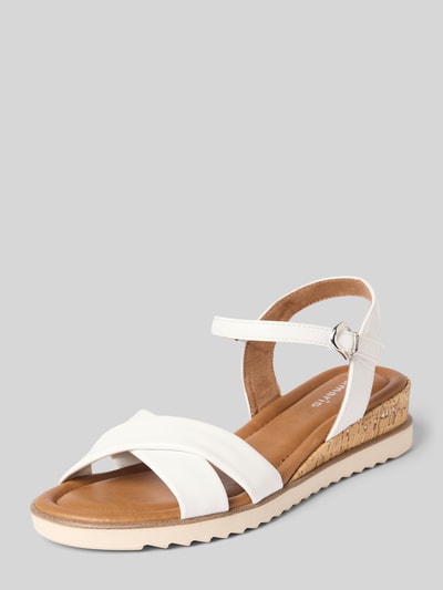 Tamaris Sandalen in Lederoptik mit Korkabsatz Weiss 1