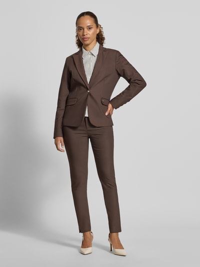 MOS MOSH Slim fit pantalon van katoenmix Chocoladebruin - 1