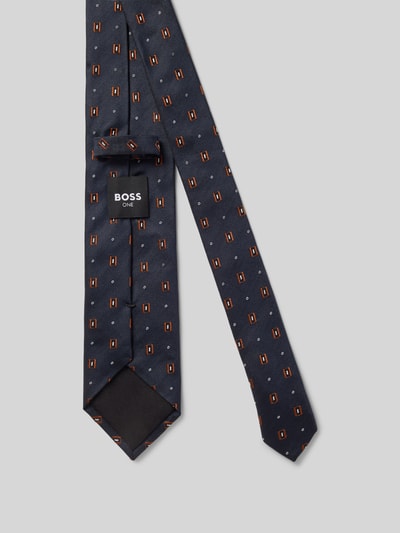 BOSS Zijden stropdas met all-over motief Marineblauw - 2