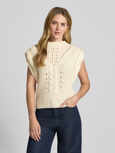 BOSS Orange Regular Fit Pullunder aus Woll-Mix Modell 'FASTINA' Offwhite 4