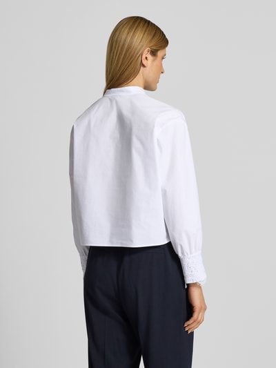 MORE & MORE Regular Fit Bluse mit Spitzenbesatz Weiss 5