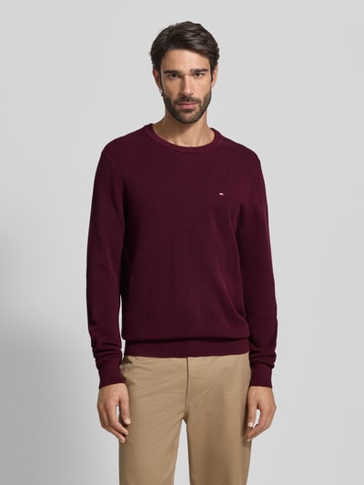 Tommy Hilfiger Regular fit gebreide pullover van zuiver katoen Bordeaux - 4
