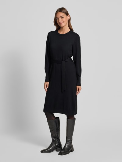 FREE/QUENT Strickkleid aus Viskose-Mix mit Bindegürtel Modell 'Conny' Black 1