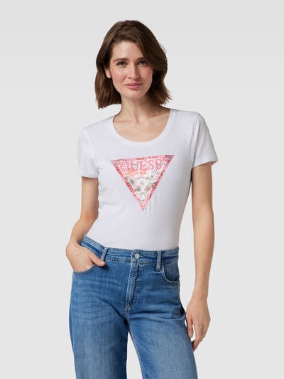 Guess T-shirt z nadrukiem z logo Biały 4