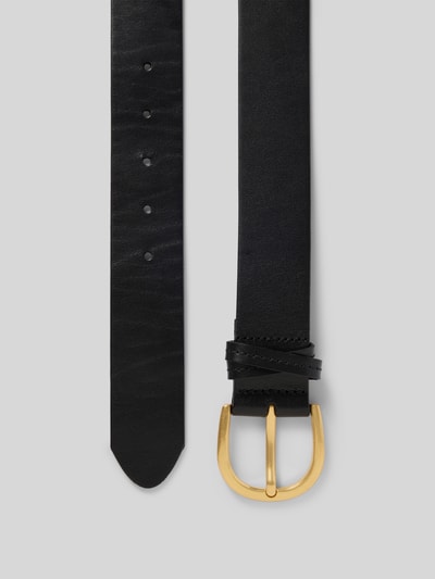 Produktfoto, Gürtel aus echtem Leder von Marc O'Polo in Schwarz mit matter Struktur, goldfarbene Schnalle, Damen Gürtel