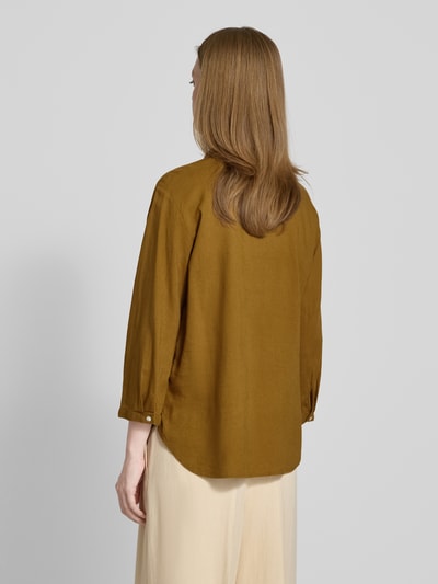 Tom Tailor Regular fit blouse met lange mouwen van een mix van linnen en viscose Olijfgroen - 5