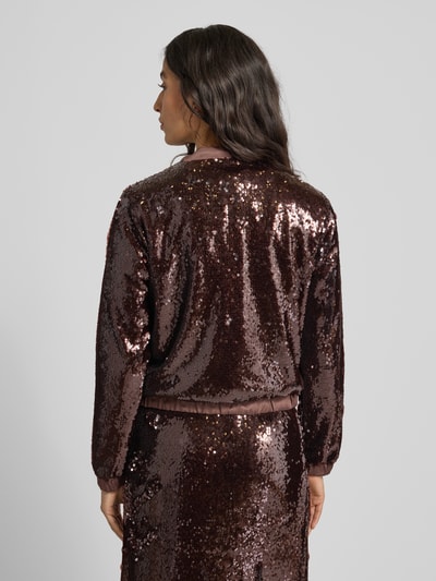 More & More Blouson met pailletten en ritssluiting Donkerbruin - 5