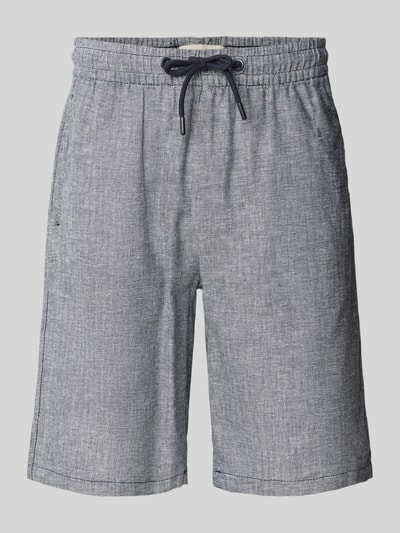 Produktfoto, Shorts aus Leinen-Mix mit Eingrifftaschen Modell 'MARCO' von Blend, Herren Shorts im Straight Fit, Baumwoll-Leinen-Mix in Grau, elastischer Bund mit Kordelzug, seitliche Eingrifftaschen, Gesäßleistentaschen, Bundweite 39 cm, Innenbeinlänge 25 cm, feine strukturierte Textur
